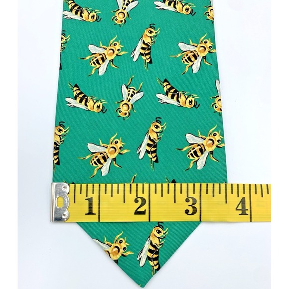Polo‎ by Ralph Lauren Men's Tie Green Bee Print Handmade 100% Imported Silk USA - Picture 7 of 8